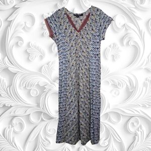 Little Journeys Chicago White Midi Dress With Purple Green‎ Geometric Designs